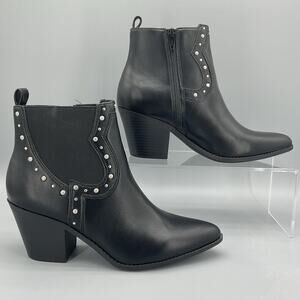NEW Sun + Stone Women’s Indianaa Western Studded Dress Boots Black Size 7.5M